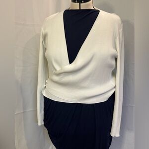 Universal Standard Cream V-Neck Wrap Cardigan Sweater